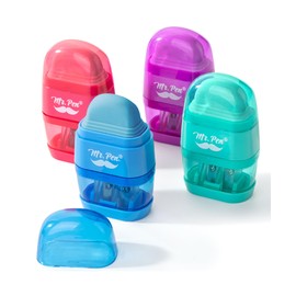 Mr. Pen- Pencil Sharpener & Eraser, 4 Pack, Colorful Erasers, 2 Sharpening Holes, Manual Pencil Sharpener