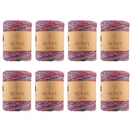 8 Skeins of Sensy Premium 185 Yards 100% Paper Multi-Color Raffia Yarn (400)