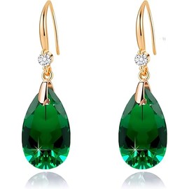 Austrian Crystal Teardrop Dangle Drop Earrings for Women 14K Gold Plated Hook Earring Hypoallergenic Jewelry Gifts for Women Girls