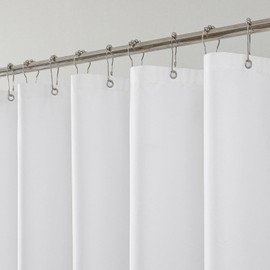 THAIGEE Water-Repellent Long Fabric Shower Curtain Liner - Hotel Quality Machine Washable, 3 Heavy-Duty Magnets with Rustproof Grommets & Weighted Hem, Standard Size 72x78in White