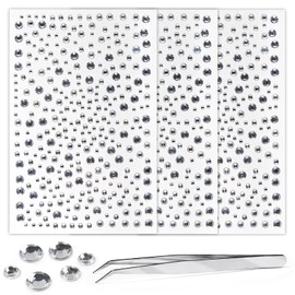 975Pcs Face Gems Rhinestones Stickers, Self Adhesive Face Jewels Stickers, 3/4/5/6 mm Stick on Rhinestone Crystals for Face, Eye, Makeup, Hair, Nail, Body, Crafts(White)
