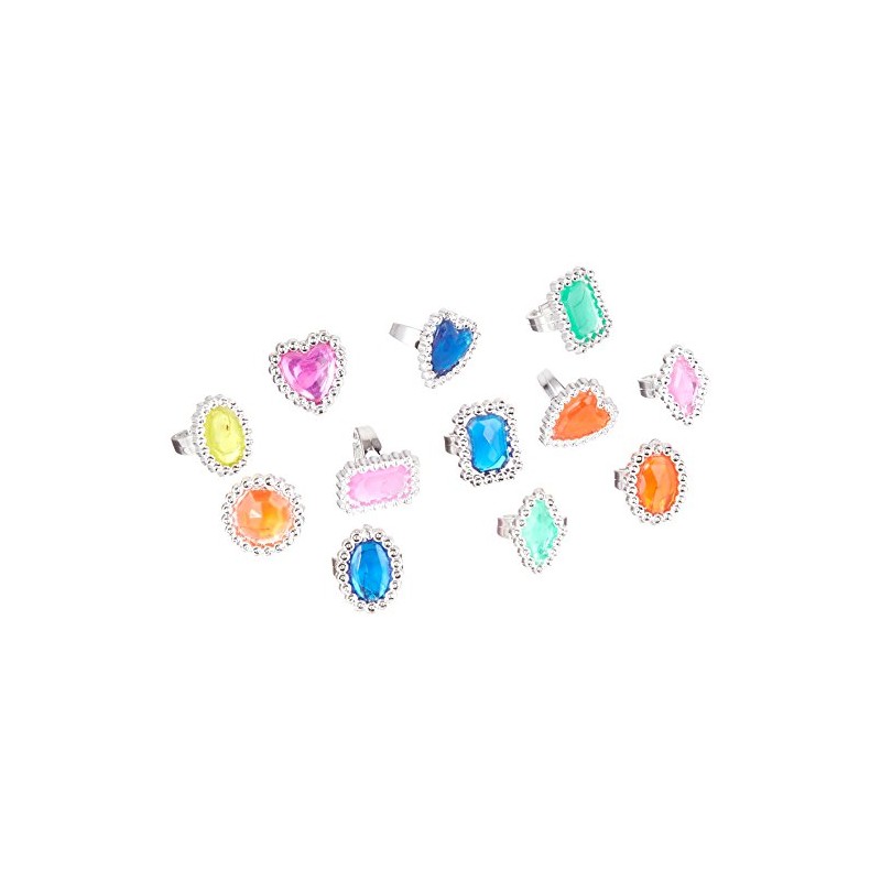 Rhode Island Novelty Plastic Jewel Rings, 24 Count Assortment