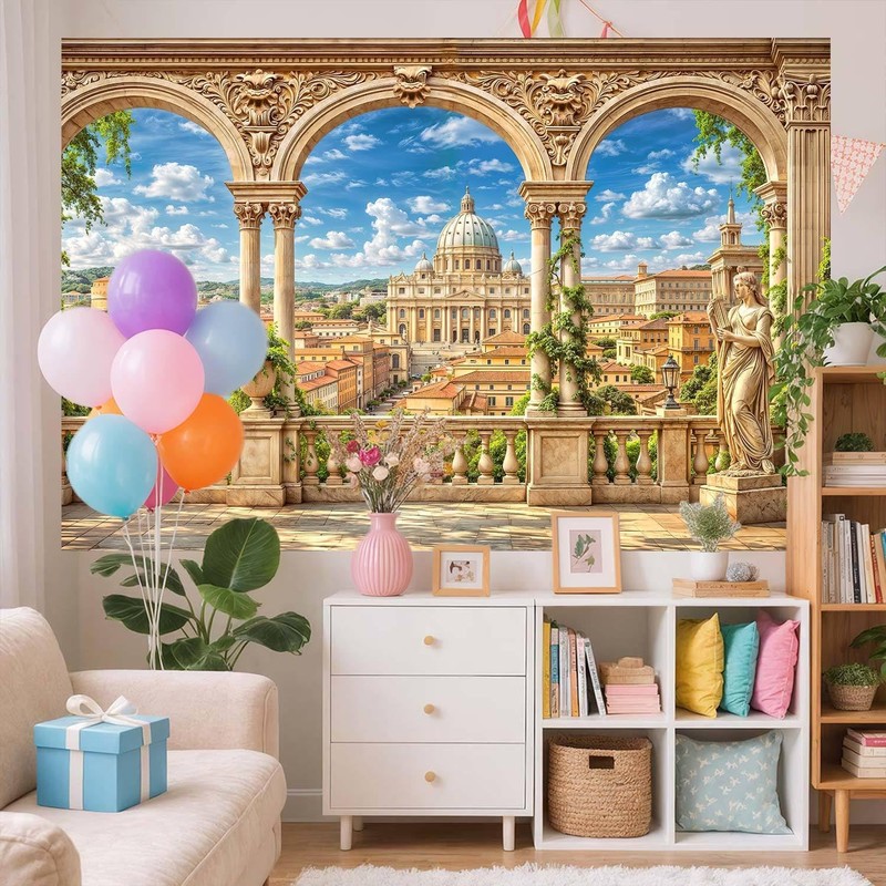 7X5Ft Greece Backdrop for Photoshoot Party Decorations, Ancient Greek Greece