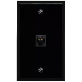Wall Plate City 1 Port Black Jack Face Plate Cover Wire Cable 1 Gang CAT5E Wall Plate [Black]