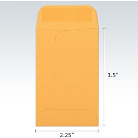Kraft Coin/Seed Envelopes 2.25" x 3.5" #1 Small Parts Gummed Flap Envelope, Storage Shipping Business Home (10)