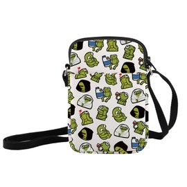 JXGZSO Funny Green Frog Crossbody Bag Animal Lover Gift Cartoon Frog Shoulder Bag