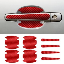 GLSOWEE 8PCS Carbon Fiber Car Door Handle Cup Scratch Protectors, Red