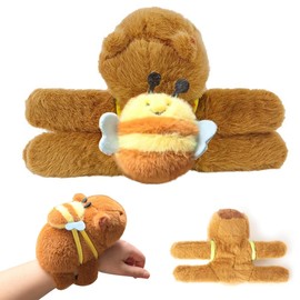 HOVCEH Capybara Snap Bracelet, Capybara Cuddly Toy Snap Bracelet, Capybara Plush Slap Bands Toy, CapybaraSlap Snap, Capybara Cuddly Toy Slap Bracelet (with Bee)