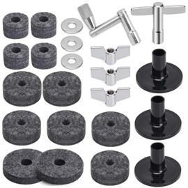 Facmogu 23-Piece Cymbal Accessory Set, Includes Cymbal Stand Felts, Felt Pads, Sleeves, Drum Key - Gray