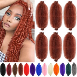 Afro Twist Hair 16 Inch 6 Packs Springy Crochet Braiding Hair (16 Inch, Pack of 6, 350#)