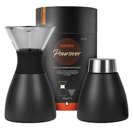 ASOBU® ASOBU Insulated Pour-over Coffee Maker with Removable Carafe, 34-Oz. (Black)