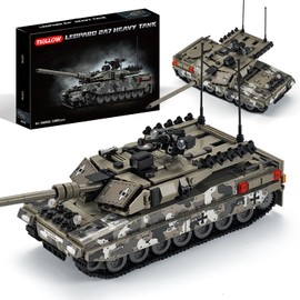 TIALLOW Leopard II A7 Tank Building Set,Collectible 1:28 Tank Building Kits Army Model, Great Military Toys Gift Ideal for Boys,Kids and Teens Age 6-14 (Gray)