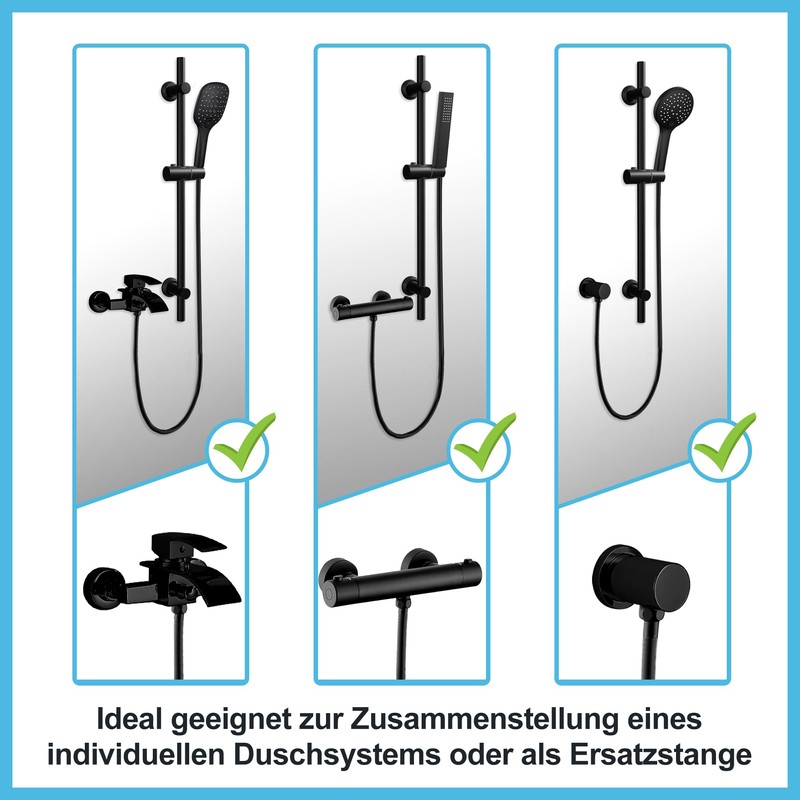Görbach Shower Set, Stainless Steel Shower Rail 70 cm with