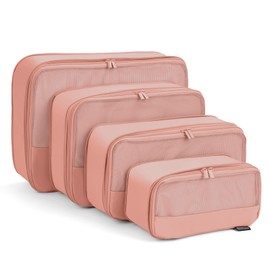 SOARSAIL Compression Packing Cubes for Suitcases and Backpack, Lightweight Travel Packing Organizers, Space Saving Luggage Bags (Dusty Pink, 4 Pack)
