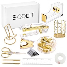 EOOUT Gold Office Supplies Set - Complete Desk Accessories