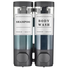 Shampoo and Conditioner Dispenser,Unisense Shower Soap Dispenser 2 Chamber No Drill Wall-Mounted Shampoo Dispenser for Shower Wall Mounted Shower Disp
