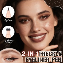 Prreal Eyeliner Freckle Pen, 2 in 1 Freckle Stamp and Liquid Eyeliner Waterproof, Natural Lifelike Freckles Makeup, Soft Dot Pen Faux Freckles Makeup, Espresso