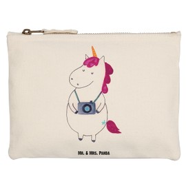 Mr. & Mrs. Panda M Make-Up Bag Unicorn Photographer, White, Hand drawn