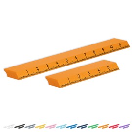 Glassboard Studio Ruler Set - 6 inch & 12 inch with Strong Neodymium Magnets - Perfect for Crafting, Magnetic Glass Craft Mats, White Boards, Lockers - Hands-Free Sewing & Quilting (Tangerine Orange)