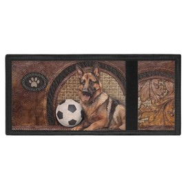 COEQINE Kids Wallet for Boys Girls, Cute Dogs Play Soccer Print 9-12 Age Kids Wallet for School Travel, Brown Water Color Print Cash Case