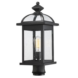 Darkaway Oversized Post Lights 22inch Outdoor Lamp Post Light Fixture with Seeded Glass Lamp Posts Outdoor Lighting for Patio, Garden, Pathway (Large, Black)
