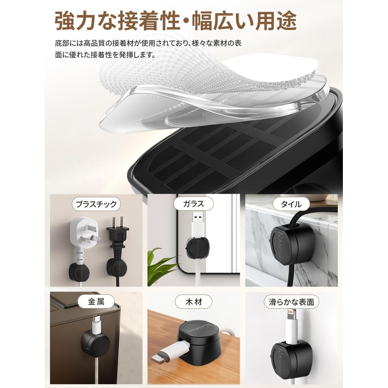 Kanemc Cable Holder Set of 6, Magnetic Clips, Cable Clips,