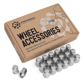 StanceMagic 20pcs Bulge Lug Nuts, 7/16x20 Threads, Cone Taper Acorn Seat, Closed End, 1.4 inch Length, Compatible with Older Chevy Pontiac Oldsmobile Buick (See Description for Years) - Silver Chrome