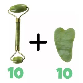 CB Paquete 10 Rodillos Jade + 10 Guasha Masaje Rejuvenecimiento