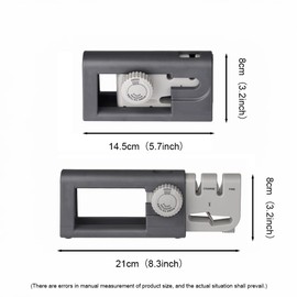 5-Angle Professional Knife Sharpener - Adjustable Kitchen Knife Sharpener for Various Blades & Scissors, Compact Gray Design
