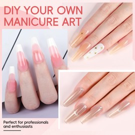 PEACECOLOR 40PCS Poly Extension Gel Nail Kit with Nail Lamp,Gel Nail Set with 15 Colors Poly Nail Gel Pink Nude White,Top Base and Matte Coat,Nail Decoration Basic Manicure Tools,French Manicure Set