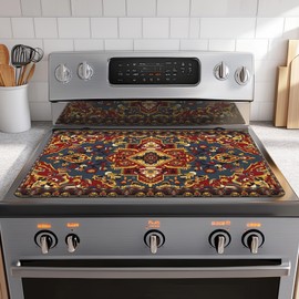 Stove Top Covers for Electric Stove, Boho Non-Slip Rubber Stove Protector Mat,Prevents Scratching, Expands Usable Space 28.5'' x 20.5''