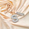 MORSUNBELA Keychain Letter S Initial Silver Glitter Crystal Keychains for