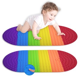 Tiamo Baby Bath Mats for Tub Non Slip, 2 Pack Rainbow Kids' Bathtub Mats, 27 x 15 Inches Silicone Non-Slip Bathtub Mats, Textured Surface with Massage Bubbles