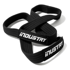 Industry Figure 8 Lifting Straps - Heavy-Duty Deadlift Wrist Wraps - Industrial Cotton Grip Support - Reinforced Gym Straps Weight Lifting - Powerlifting Bar Support Loops (Black, Axle Bar)