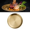 Xebslyti Round Stainless Steel Tray Dinner Dishes Plate Gold Decorative