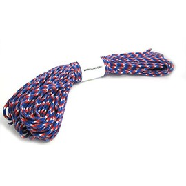 WINGONEER Parachute Rope 100 ft 7 Core 550 Nylon Strand Paracord Camping 30 m (Red + White + Blue)