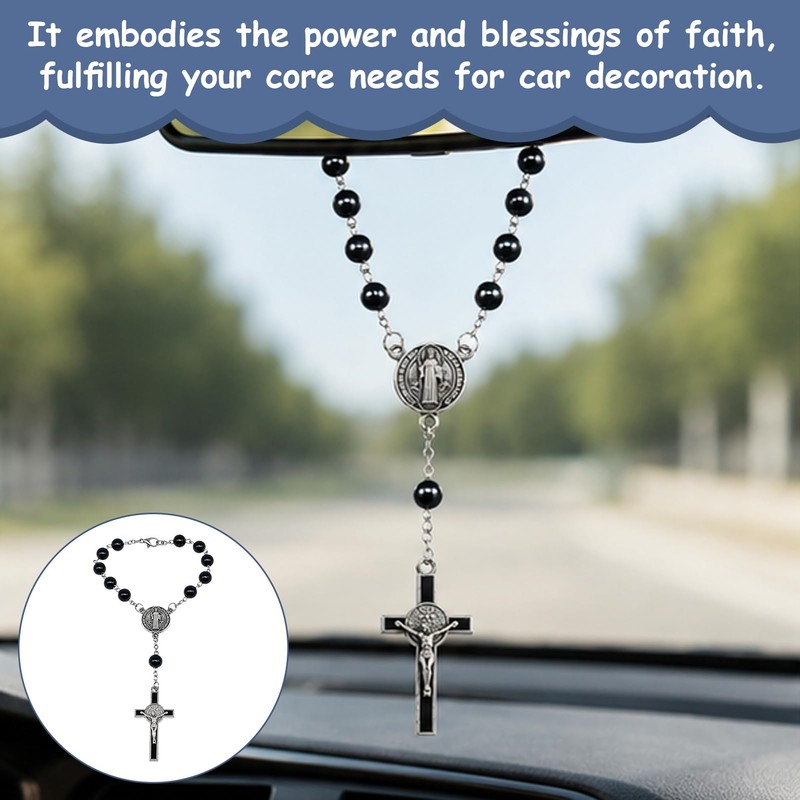 Steering Wheel Rosary Charm, Black Classic Icon Symbolic Disc Pendant,