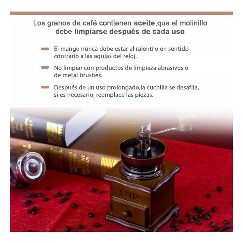 Mebix Molino De Café Manual Portátil De Madera Vintage Retro