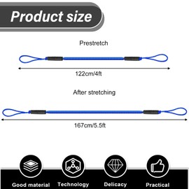 Pack of 2 Mooring Ropes, 120 cm Bungee Dock Line, Mooring Rope for Boats, Dock, Boat Accessories for Dock for Boats, Kayak, Jet Ski, Pontoon, Canoe (Blue)