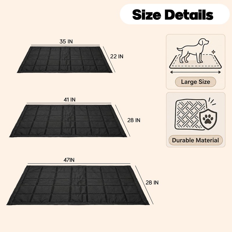 Chew Proof Dog Crate Pad, Waterproof, Tear-Resistant, Reinforced Stitching