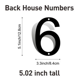 Modern Stainless Steel House Numbers, Metal Address Numbers and Letters, Black Door Mailbox Number, House Address Letter and Number for Office Home Farm Outside (Alloy number 6)