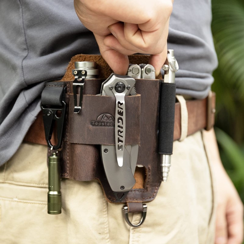 Topstache Leather Multitool Sheath,EDC Belt Organizer for Work and Daily