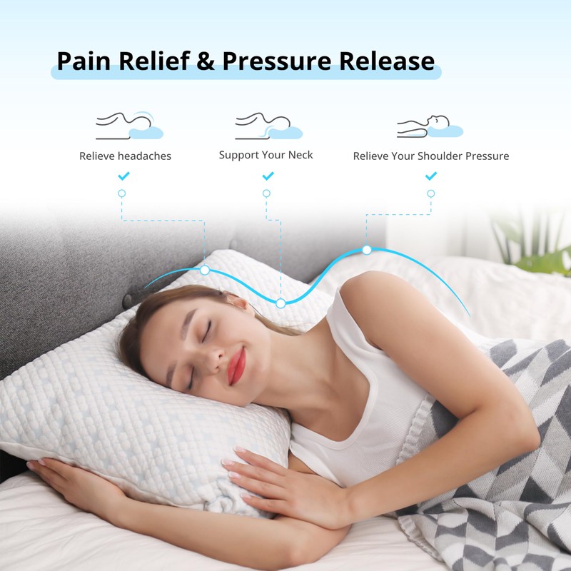 Shredded Memory Foam Pillows for Hot Sleepers, Cooling Adjustable Bed