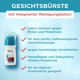 Garnier Hautklar Active Deep Pure Brush, Facial Cleansing Brush with Salicylic Acid Works Against Pimples (1 x 150 ml)