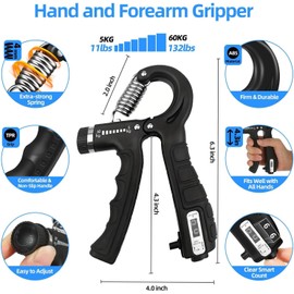 MCSWSEE Fortalecedor de Agarre de Mano, Ejercitador de Mano 6 en 1 con Bolsa de Almacenamiento, Entrenador de Fuerza de Agarre, Ejercitador de Agarre de Mano para Palma y Antebrazos y Dedos