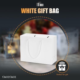 White Gift Bags with Ribbon Handles, YACEYACE 20Pcs 10.5"x4.25"x8" Medium White Gift Bags Bulk Boutique Bags Bridesmaid Bags White Paper Gift Bags for Wedding, Partie, Birthday, Retail, Small Business