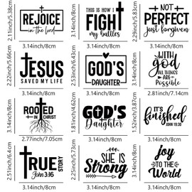 9/12Pcs,Pocket Size Jesus Vinyl Iron-on Heat Transfer Stickers, Floral Letters, God Pray Religious Themes, for DIY Clothing, T-Shirt, Mask, Jeans, Backpack (JG-04)
