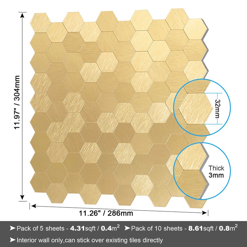 BeNice Peel and Stick Backsplash Hexagon for Kitchen 3D Adhesive