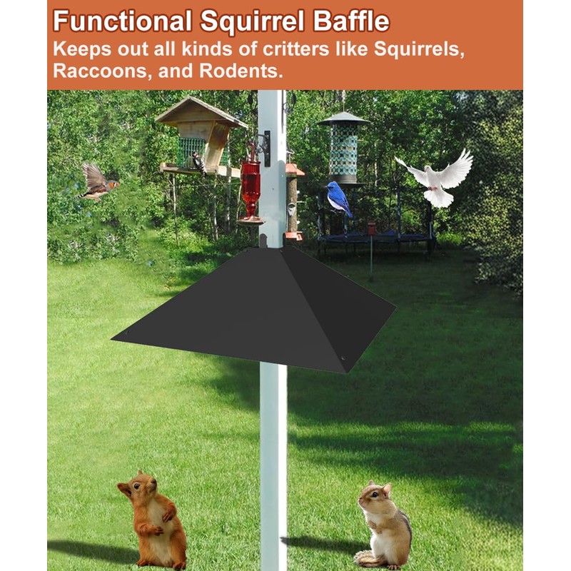 Khordin Metal Squirrel Baffle for 4x4 Post, Outside Wooden Pole