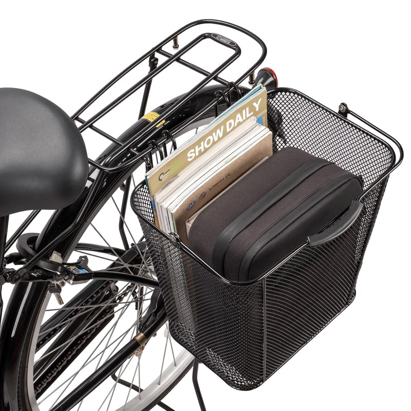 Pannier Bike Basket with Handle - Detachable Rear Wire Baskets